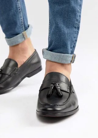 Черные кожаные лоферы с кисточками Walk London-Коричневый