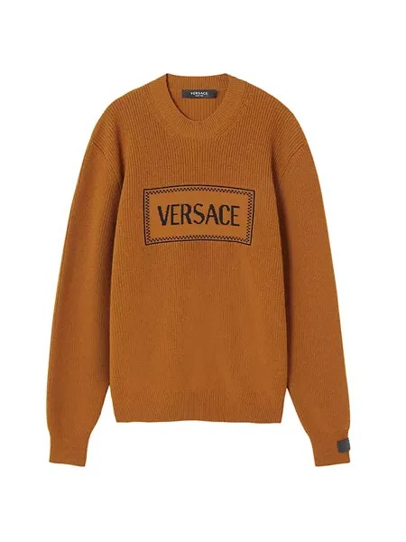 Шерстяной свитер Macrologo Versace, черный
