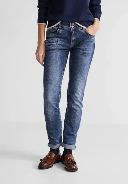 Джинсы узкого кроя STREET ONE с декоративными передними карманами, цвет Heavy Indigo Wash