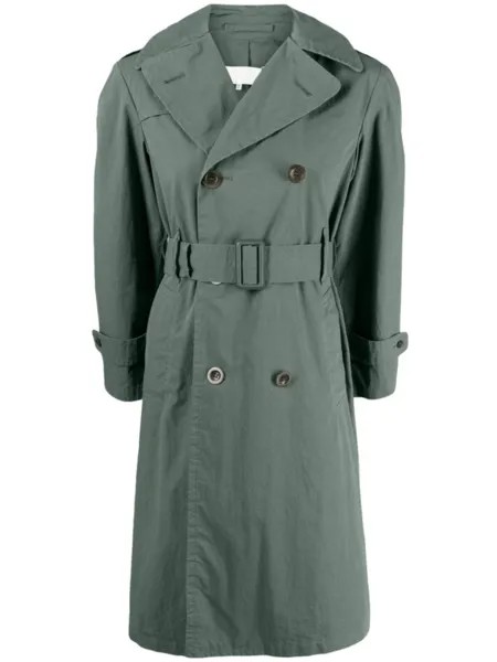 Maison Margiela belted double-breasted trench coat, зеленый