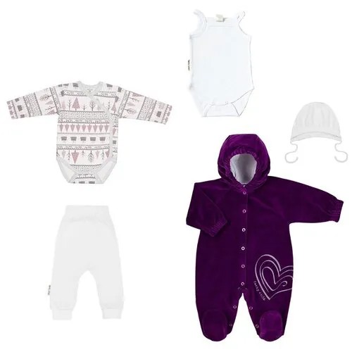 Комплект одежды lucky child, размер 40/18 (56-62), фиолетовый, белый