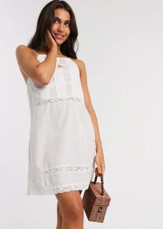 Белый сарафан мини с кружевной отделкой ASOS DESIGN