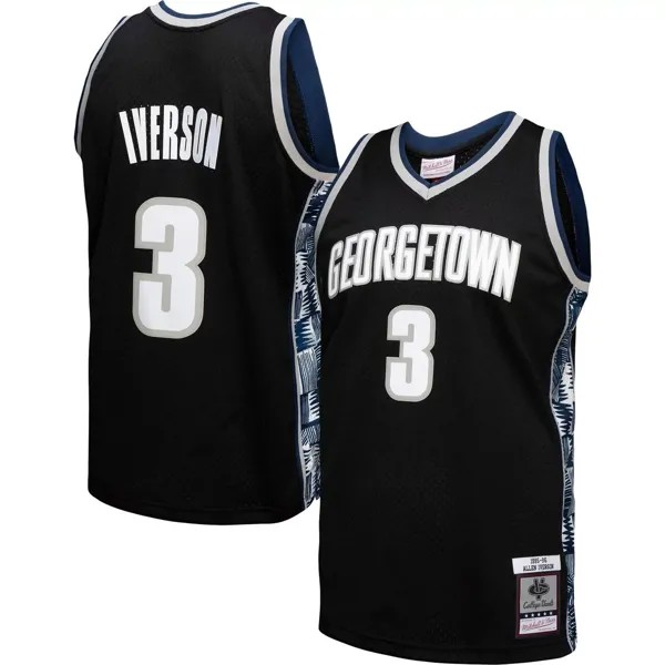 Мужская черная майка Mitchell & Ness Allen Iverson Georgetown Hoyas Player Swingman