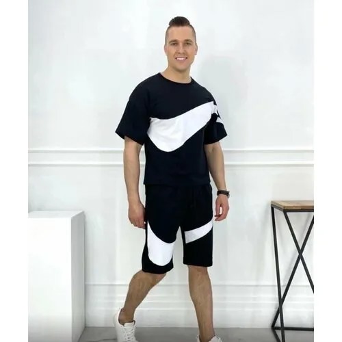 Костюм спортивный Jools Fashion, размер 48, черно-белый