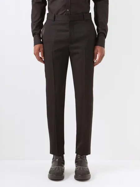 Узкие брюки-смокинг из шерстяной ткани de poudre Alexander McQueen, черный