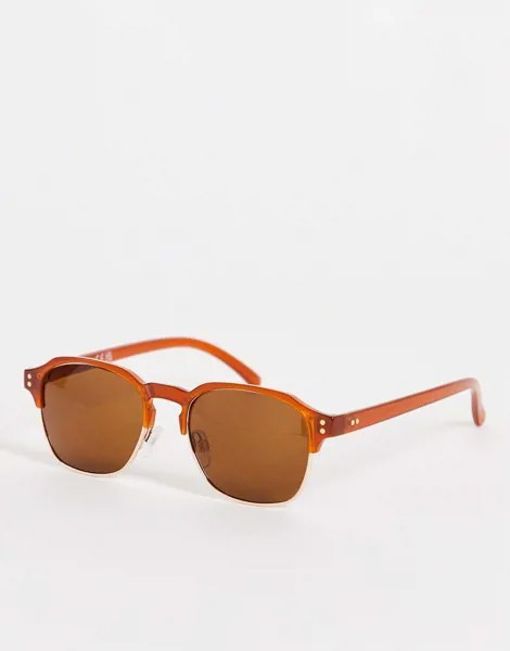 Коричневые солнцезащитные очки в стиле ретро River Island-Коричневый цвет