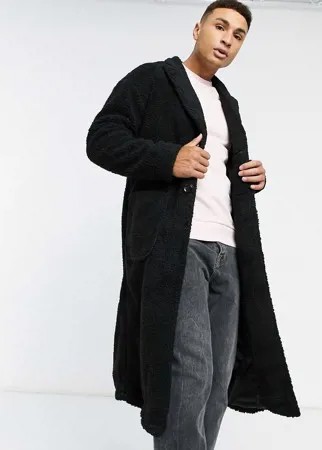 Черное удлиненное пальто из искусственного меха Another Influence-Черный