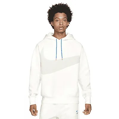 Мужская толстовка с капюшоном Nike Sportswear Swoosh Tech Fleece белого/серого цвета (DD8222 133)