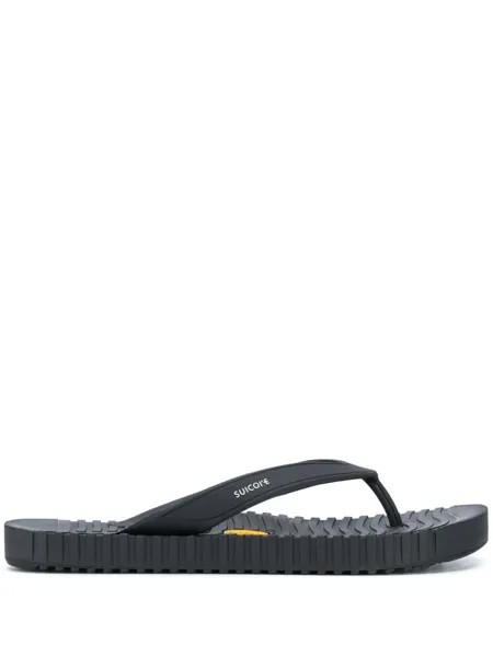 Suicoke вьетнамки с логотипом, черный