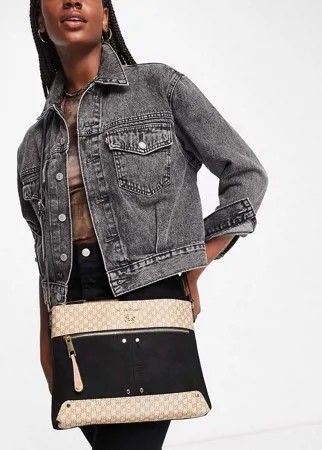Черная сумка с принтом монограммы River Island-Черный цвет