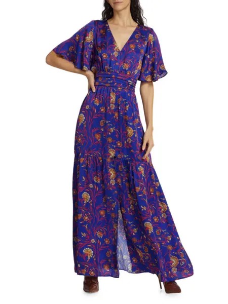 Многоярусное платье макси Cecilia с цветочным принтом Ba&Sh, синий