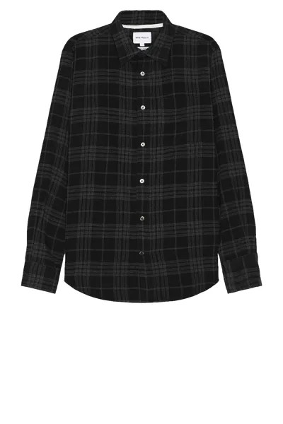 Рубашка Norse Projects Algot Relaxed Wool Check, цвет Charcoal Melange