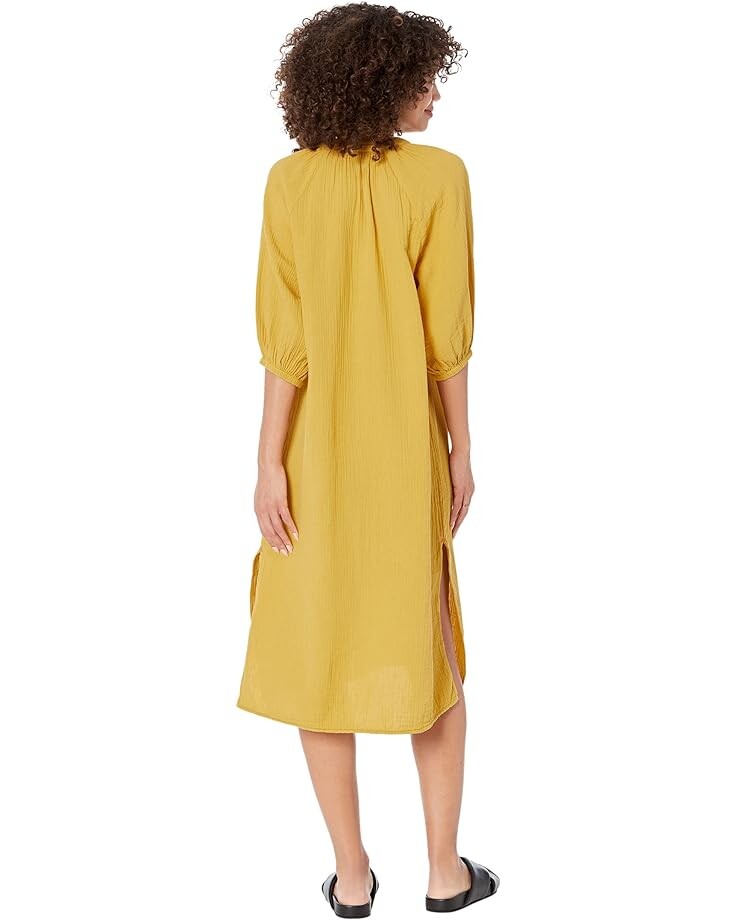 Платье SUNDRY Woven Cotton Henley Loose Dress, цвет Mustard