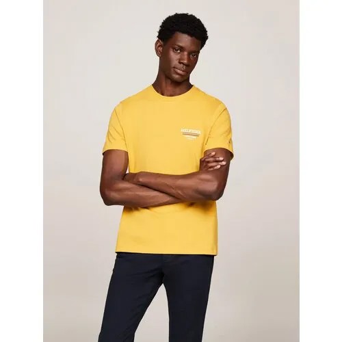 Футболка TOMMY HILFIGER Global Stripe Logo T-shirt, размер L, желтый