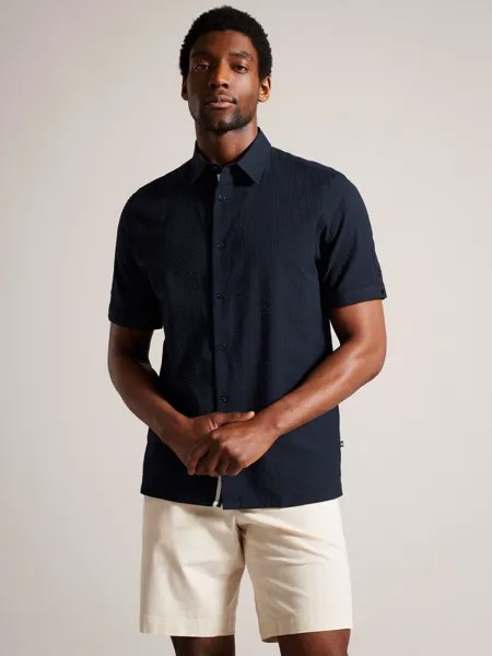 Рубашка с коротким рукавом Ted Baker Stansho, темно-синяя