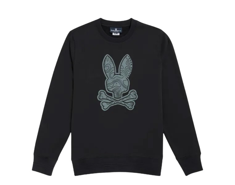 Черная мужская толстовка с круглым вырезом Psycho Bunny Dixon Logo B6S440R1FT-BLK, черный