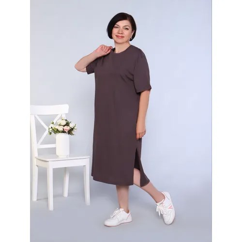 Платье женское М0686 кулирка Коричневый р. 58