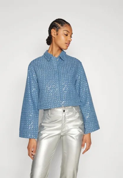 Джинсовая куртка Pieces КУРТКА, цвет medium blue denim/sequins