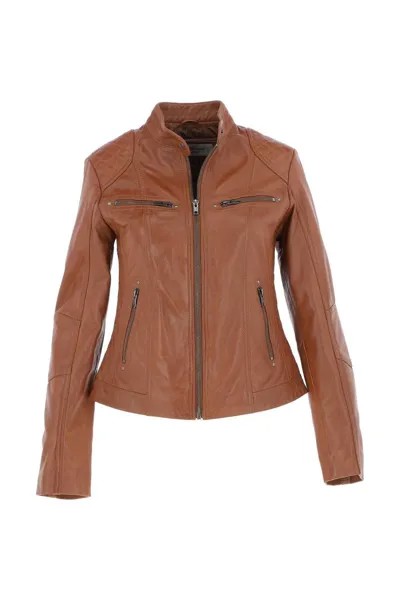 Модная куртка в байкерском стиле из натуральной кожи Donna Milano Ashwood Leather, коричневый