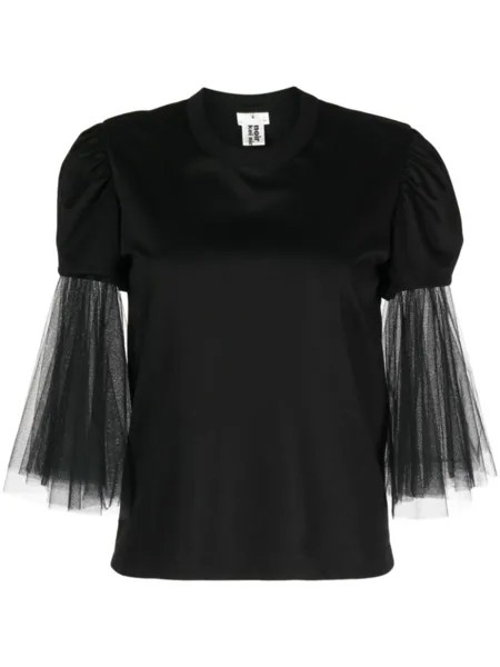 Noir Kei Ninomiya футболка с рукавами из тюля, черный