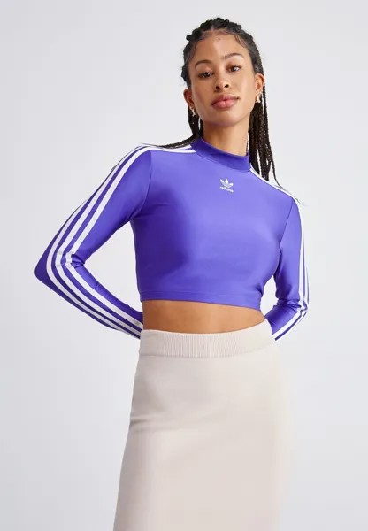 Футболка с длинными рукавами 3 Stripe Cropped Longsleeve adidas Originals, цвет energy ink