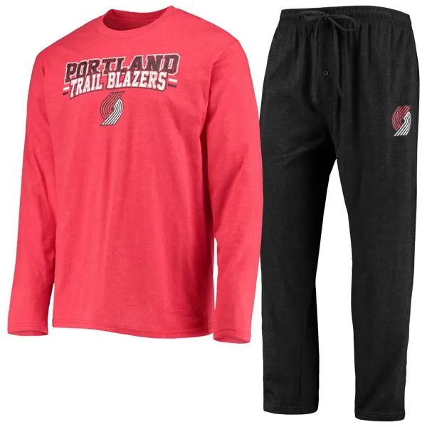 Мужские спортивные черные/красные брюки Portland Trail Blazers, футболка с длинными рукавами и брюки, комплект для сна