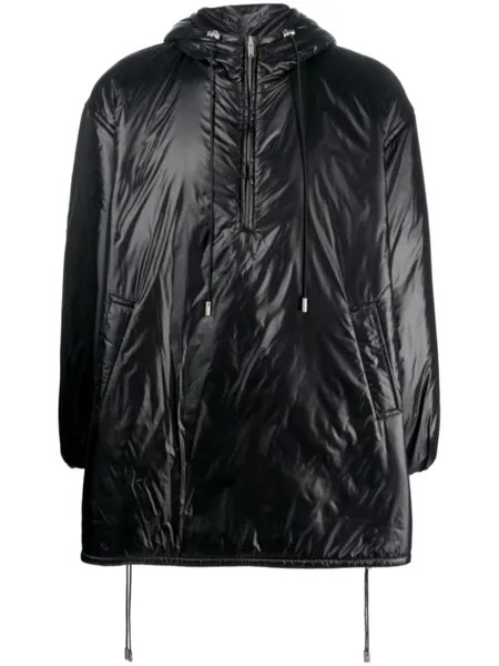 Плащ Cassandre с капюшоном и тисненым логотипом Saint Laurent, черный