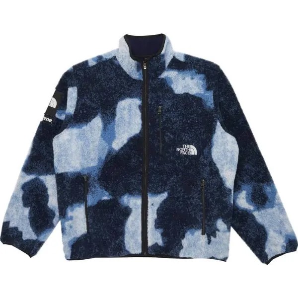Куртка Supreme x The North Face Bleached Denim Print Fleece, синий