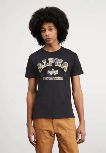 Футболка с принтом COLLEGE CAMO Alpha Industries, цвет black