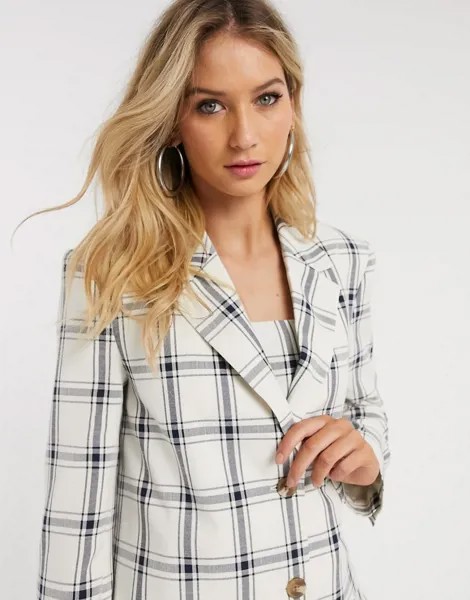 Пиджак в винтажном стиле от комплекта в клетку ASOS DESIGN-Кремовый