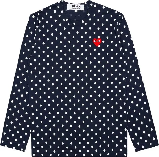 Футболка Comme des Garçons PLAY Heart Polka Dot T-Shirt Navy/White, синий