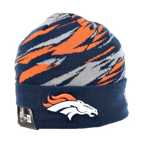 Мужская зимняя шапка с принтом New Era Denver Broncos сине-оранжево-белая 80365547