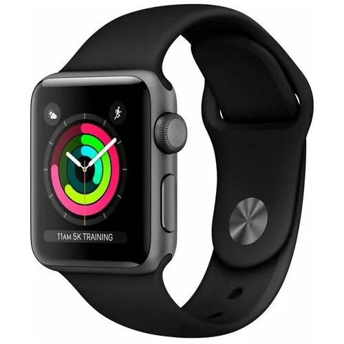 Умные часы APPLE Watch Series 3 38mm Space Grey Aluminium Case with Black Sport Band