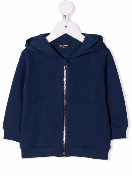 Balmain Kids худи на молнии с логотипом