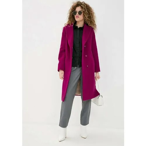 Пальто-халат  Azellricca демисезонное, шерсть, силуэт прямой, удлиненное, размер 42, бордовый
