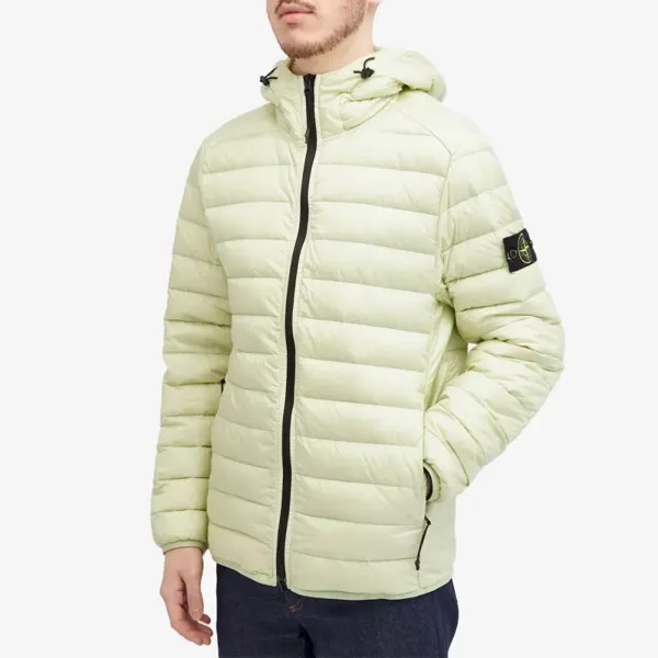 Stone Island Легкий пуховик с капюшоном, зеленый