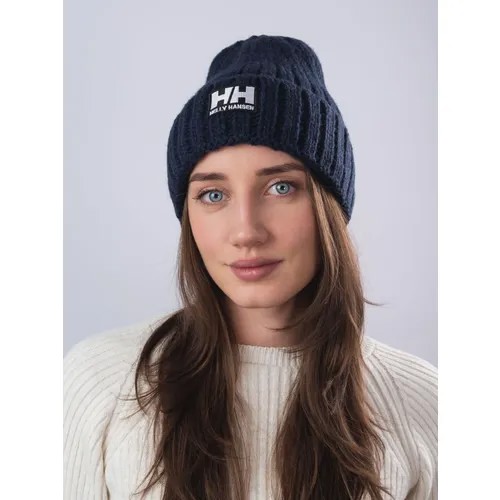 Шапка бини Helly Hansen зимняя, шерсть, вязаная, размер 50/58, синий