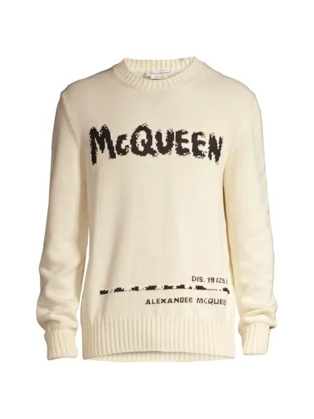 Свитер с круглым вырезом граффити Alexander McQueen, черный