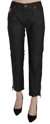 Джинсы PLEIN SUD Джинсы Хлопковые синие прямые укороченные брюки с высокой талией s. W31 Рекомендуемая розничная цена 350 долларов США.