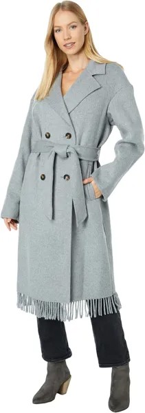 Пальто Vince Camuto Double-Breasted Belted Wool Coat with Fringe Hem Detail V21754-ZA, цвет Light Grey