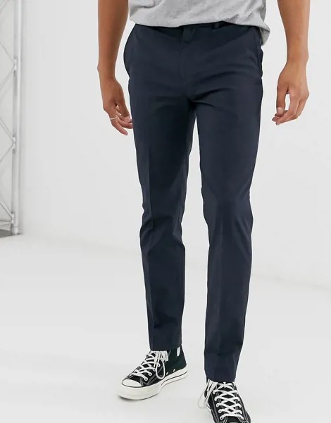 Строгие темно-синие облегающие брюки Burton Menswear-Серый