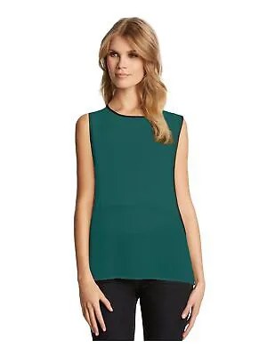 KIIND OF Женская зеленая прозрачная блузка без рукавов с круглым вырезом Размер: L