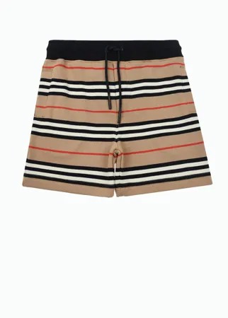 Бежевые шорты с отделкой в полоску Burberry