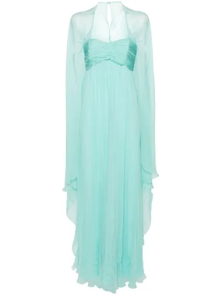 Alberta Ferretti шелковое платье-кейп, синий