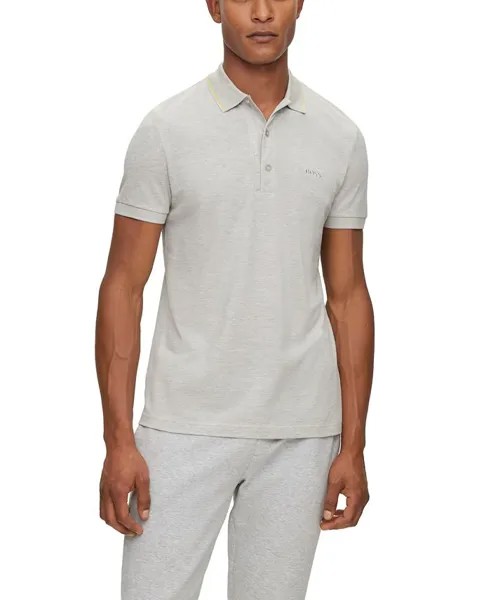 Мужская рубашка поло узкого кроя с логотипом Hugo Boss, цвет Light, Pastel Gray