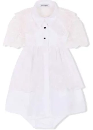 Dolce & Gabbana Kids платье с короткими рукавами и кружевом