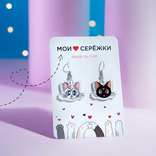 Серьги с подвесками , серебрение, белый, черный