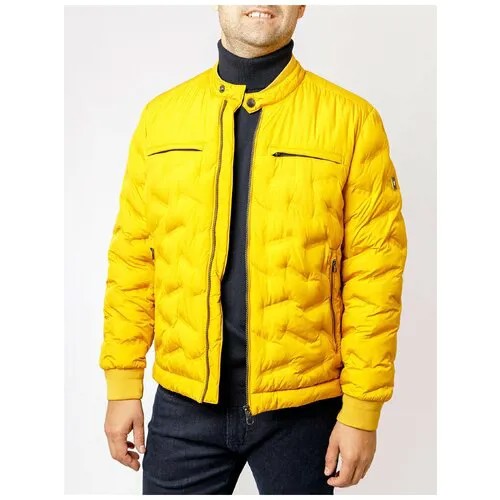 Куртка Pierre Cardin, демисезон/зима, силуэт прямой, карманы, размер 58, желтый