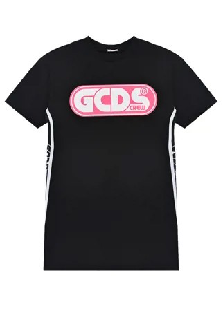 Черная футболка с розовым логотипом GCDS детская