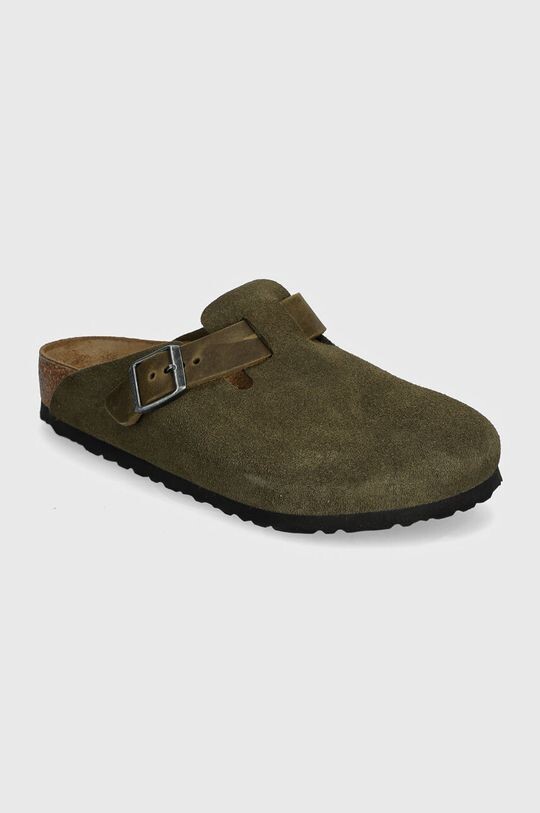 Замшевые шлепанцы Boston Birkenstock, зеленый